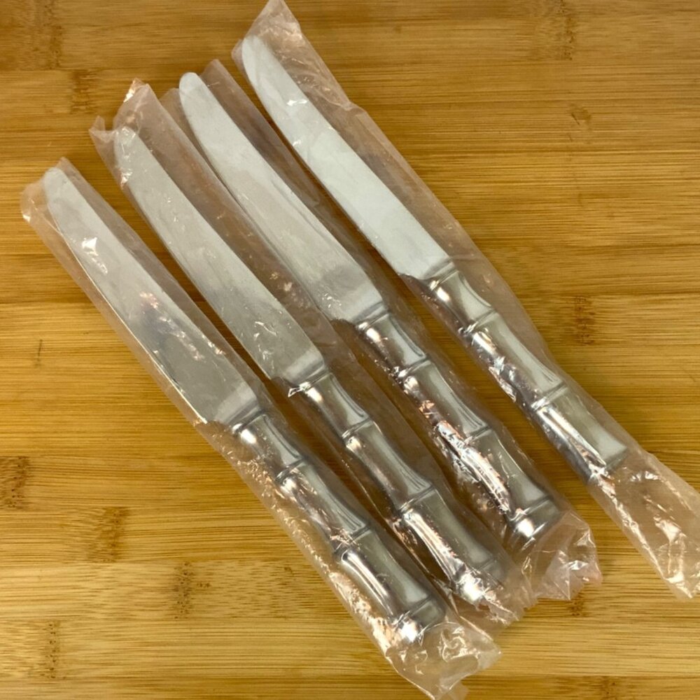 Lifetime Cutlery IC Bamboo Set of 4 Dinner Knives Stainless Steel Flatware Japan